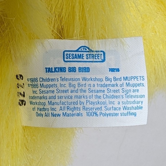 Vintage Talking Big Bird 23" Plush 1986 Sesame Street Pull String Stuffed Tested - Picture 9 of 9